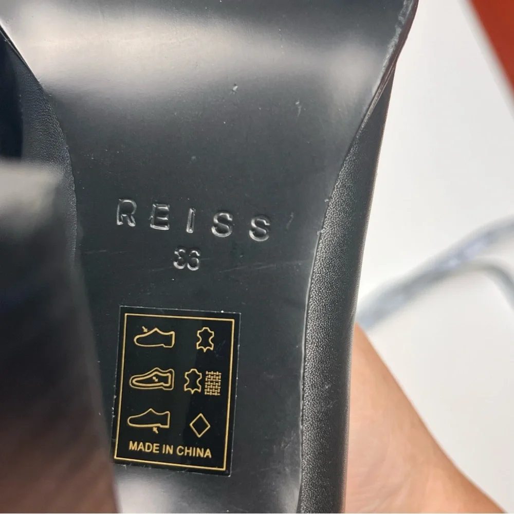 Reiss Womens‎ Size 36 5.5 Black Ada Court Leather 4 inch Heel Shoes Office NEW